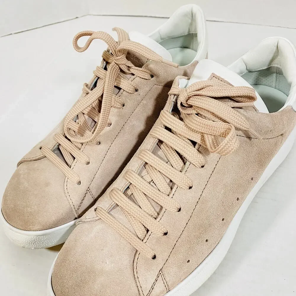To Boot New York Blush Pink & White Suede Lace Up Extralight Sneakers Sz 10